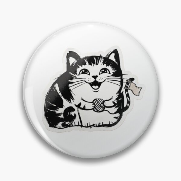 Item preview, Cute Cartoon Cat with Yarn Ball – Kawaii Black and White Kitten Illustration Sticker designed and sold by PrintforDesign.