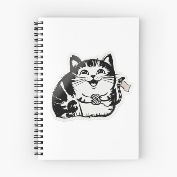 Item preview, Cute Cartoon Cat with Yarn Ball – Kawaii Black and White Kitten Illustration Sticker designed and sold by PrintforDesign.