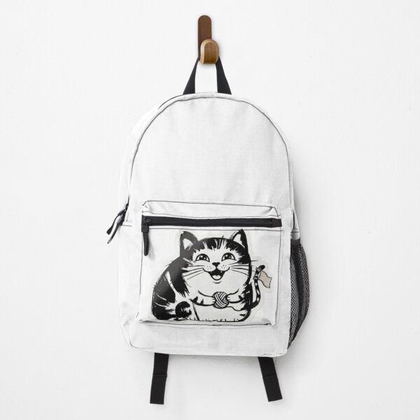 Item preview, Cute Cartoon Cat with Yarn Ball – Kawaii Black and White Kitten Illustration Sticker designed and sold by PrintforDesign.