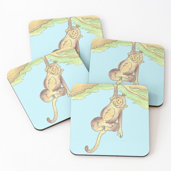 Item preview, Cheeky Monkey - Hand Drawn Animal Hanging From Tree designed and sold by AJPrettyObscene.