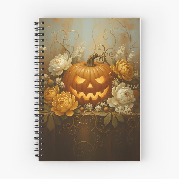 Item preview, Elegant Jack O' Lantern Peony Art Print | Blue and Gold Abstract Autumn Floral Decor | Vintage Halloween Poster designed and sold by Floraphoria.