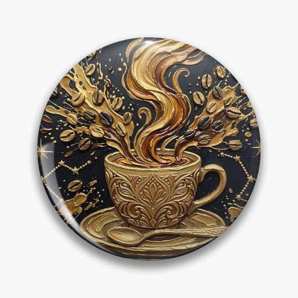Item preview, Luxury Golden Coffee Cup - 2026 Barista Art & Palette Knife Oil Painting designed and sold by SupernovaNote.