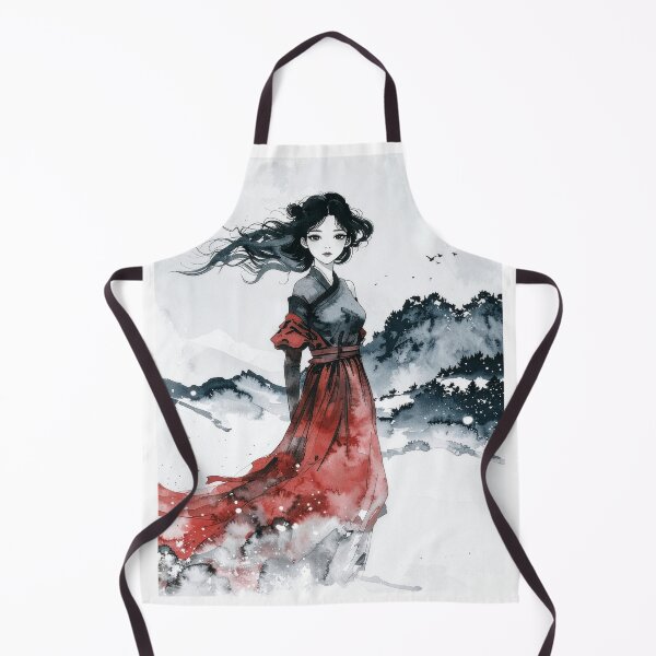 Item preview, Anime Girl in Red Kimono Winter Mountain designed and sold by BetweenForms.
