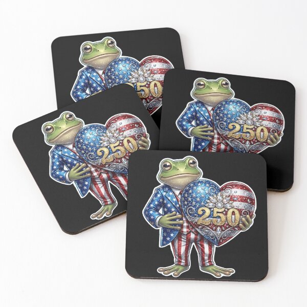 Item preview, 4th of July 2026 Semiquincentennial 250 Years of Freedom Patriotic Cute Frog Uncle Sam Suit USA Flag Heart designed and sold by Basma Designs | Retro, Kawaii Shirts & Stickers.