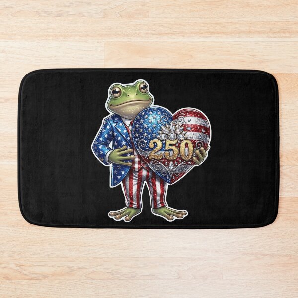 Item preview, 4th of July 2026 Semiquincentennial 250 Years of Freedom Patriotic Cute Frog Uncle Sam Suit USA Flag Heart designed and sold by Basma Designs | Retro, Kawaii Shirts & Stickers.