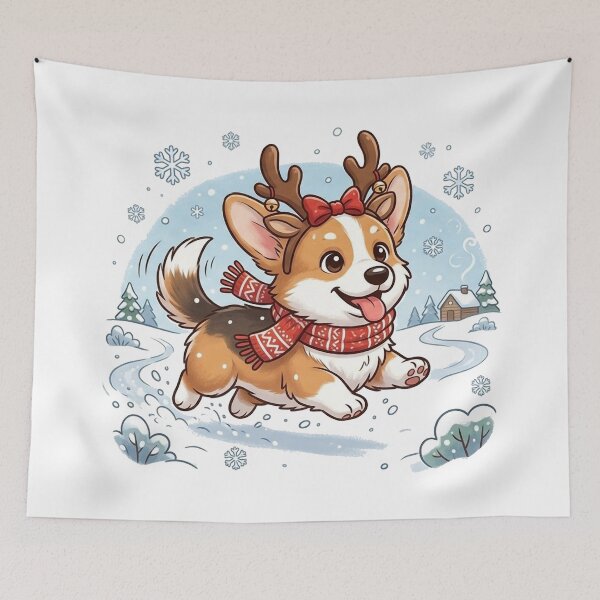 Item preview, Cute Corgi Reindeer Christmas Shirt, Corgi Running in Snow Xmas Tee, Funny Corgi Holiday Gift for Corgi Lovers designed and sold by Wearable Canvas...