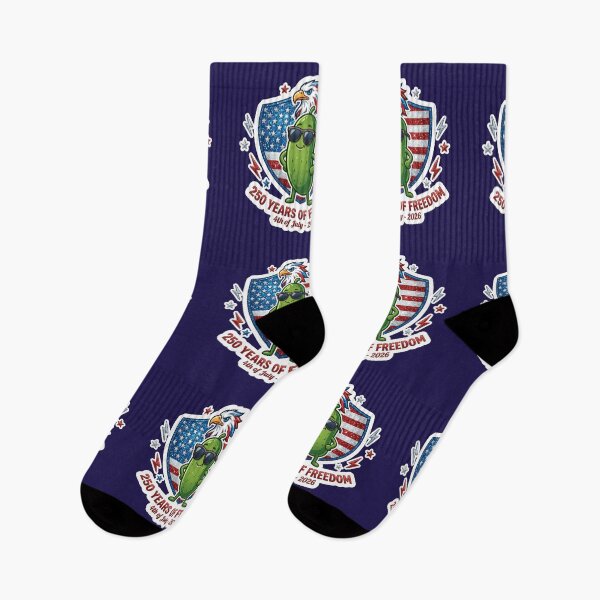 Item preview, 250 Years of Freedom 4th of July 2026 Patriotic Cute Pickle US Flag Shield American Bald Eagle designed and sold by Basma Designs | Retro, Kawaii Shirts & Stickers.