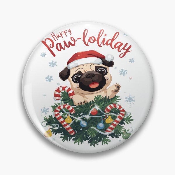 Item preview, Pug Puppy Santa Hat Christmas Tree Shirt, Cute Pug Christmas Gift, Funny Pug Xmas Tee designed and sold by Wearable Canvas...