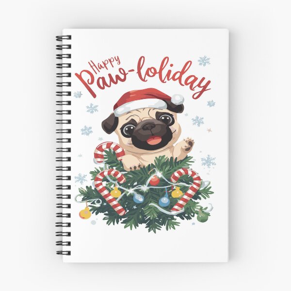 Item preview, Pug Puppy Santa Hat Christmas Tree Shirt, Cute Pug Christmas Gift, Funny Pug Xmas Tee designed and sold by Wearable Canvas...
