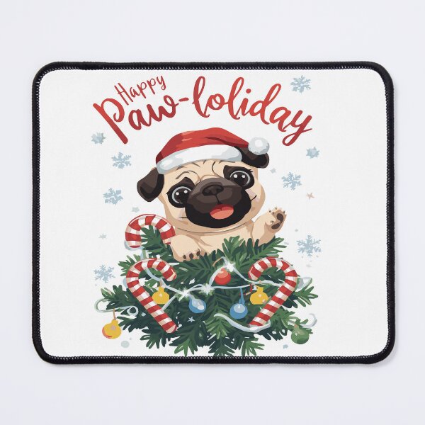 Item preview, Pug Puppy Santa Hat Christmas Tree Shirt, Cute Pug Christmas Gift, Funny Pug Xmas Tee designed and sold by Wearable Canvas...