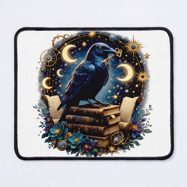 Item preview, Moonlit Raven Guardian | Magical Gothic Book Lover Art designed and sold by Clothes With Smiling Animals Walt Gral.