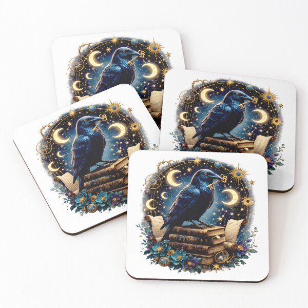 Item preview, Moonlit Raven Guardian | Magical Gothic Book Lover Art designed and sold by Clothes With Smiling Animals Walt Gral.