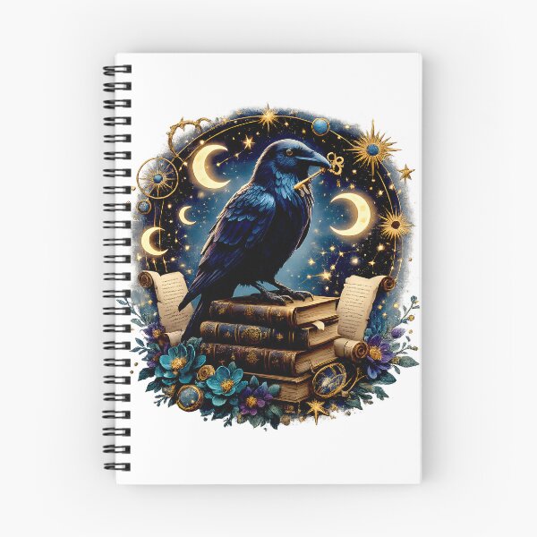 Artikelvorschau, Mondbeschienener Rabenwächter | Magische Kunst für Gothic-Buchliebhaber entworfen und verkauft von Clothes With Smiling Animals Walt Gral.