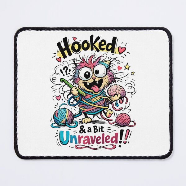 Item preview, Hooked & A Bit Unraveled! Funny Crochet Lover Design | Cute Yarn Crafter Gift designed and sold by EverStitchStudio ★★★★★.
