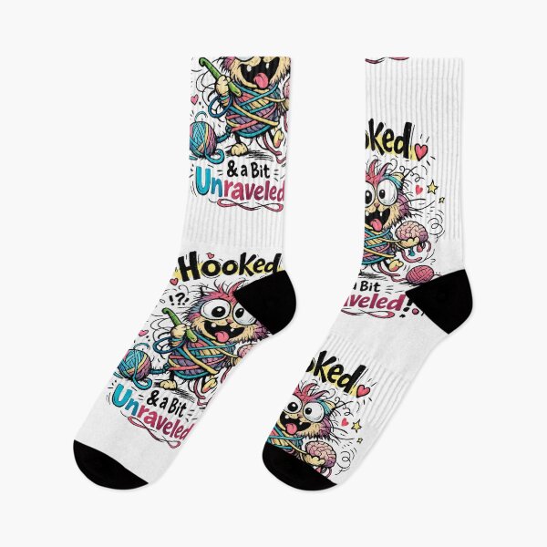 Item preview, Hooked & A Bit Unraveled! Funny Crochet Lover Design | Cute Yarn Crafter Gift designed and sold by EverStitchStudio ★★★★★.