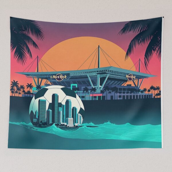 Item preview, Miami Hard Rock Stadium Sunset Soccer Art designed and sold by Nexus Space.