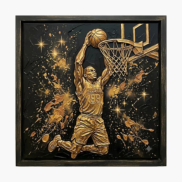 Item preview, Golden Slam Dunk - All-Star Basketball Player & Luxury Impasto Sports Art designed and sold by SupernovaNote.
