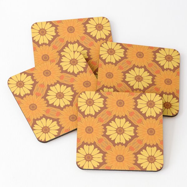 Item preview, Retro Floral Pattern | Vintage 70s Orange Daisy Seamless Design | Boho Flower Aesthetic designed and sold by MoodLay.