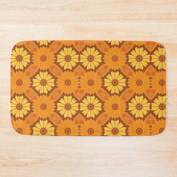 Item preview, Retro Floral Pattern | Vintage 70s Orange Daisy Seamless Design | Boho Flower Aesthetic designed and sold by MoodLay.