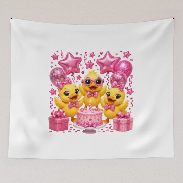 Item preview, Cute Pink Ducklings Birthday Party Cake & Balloons Kawaii Celebration Design designed and sold by Celebrate & Sparkle.