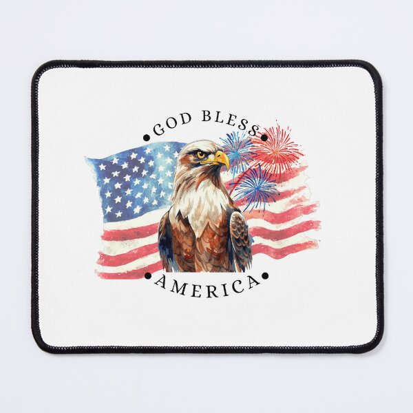 Item preview, God Bless America Watercolor Flag Design with Eagle & Fireworks designed and sold by jeweleddesigns.