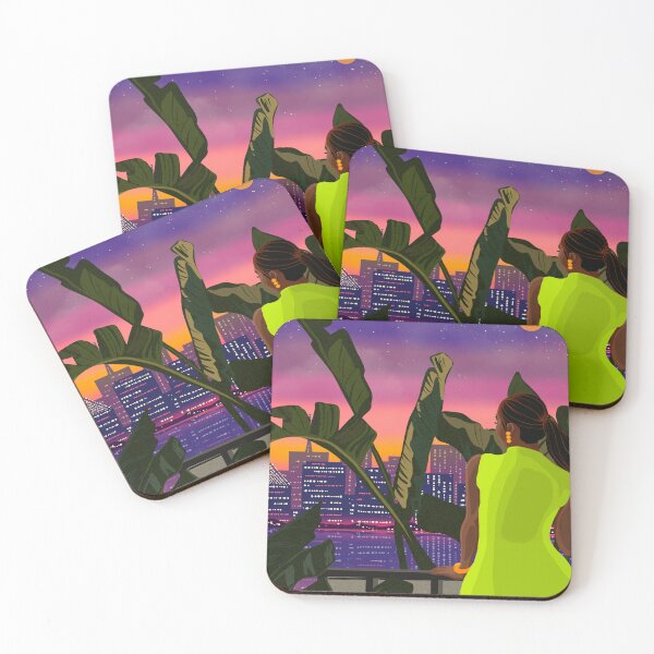 Item preview, Tropical Miami Girl Up All Night Cityscape designed and sold by Karla Star.