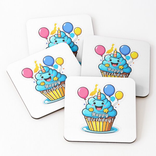 Item preview, Cute Cupcake with Balloons for a Happy Birthday Greeting Card. designed and sold by Giulivo Store Graphic.