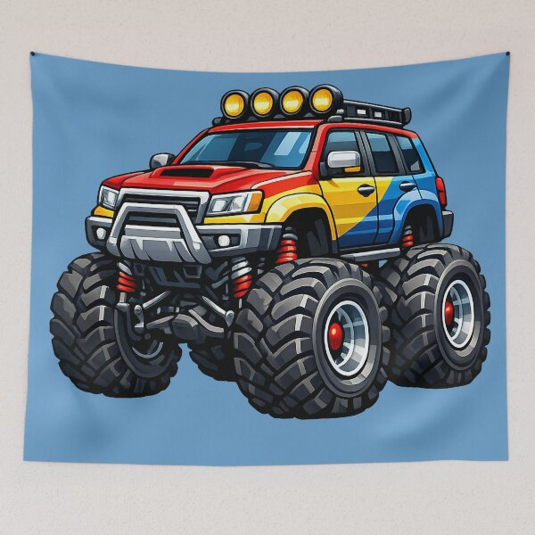 Item preview, Colorful Monster Truck SUV Cartoon Illustration designed and sold by digitalbob60.