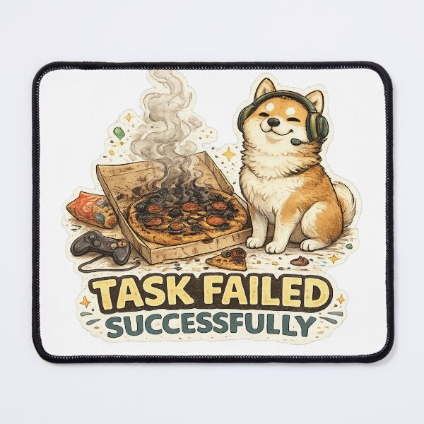 Item preview, Task Failed Successfully – Funny Gamer Shiba Inu Pizza Meme T-Shirt designed and sold by NarpLTD.