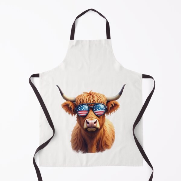 Item preview, Cool Patriotic Highland Cow with USA Flag Sunglasses 4th of July designed and sold by VeloraCrafts.