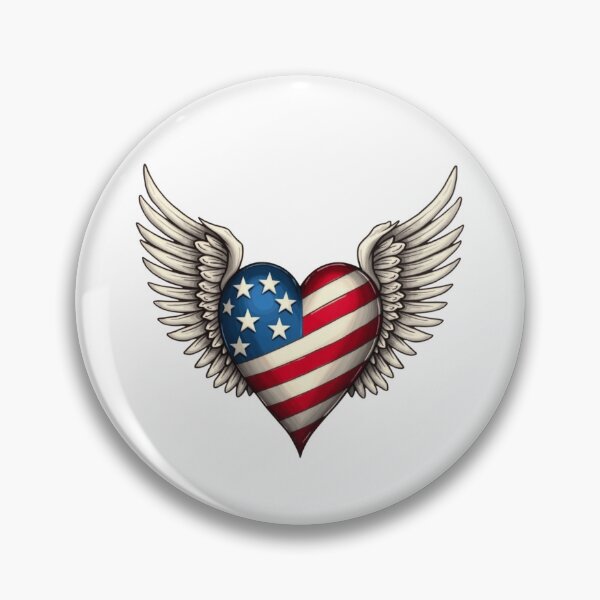 Item preview, Patriotic USA Flag Heart with Wings Vintage American Pride designed and sold by VeloraCrafts.