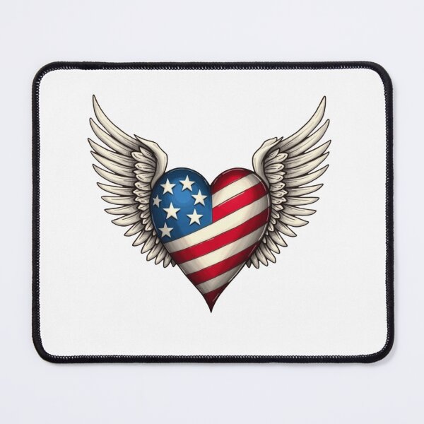 Item preview, Patriotic USA Flag Heart with Wings Vintage American Pride designed and sold by VeloraCrafts.