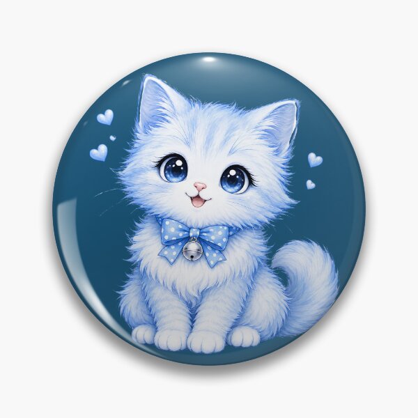 Item preview, Adorable Fluffy Blue Kitty Bow and Hearts designed and sold by digitalbob60.