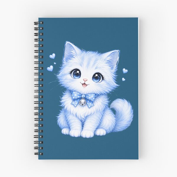 Item preview, Adorable Fluffy Blue Kitty Bow and Hearts designed and sold by digitalbob60.