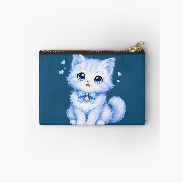 Item preview, Adorable Fluffy Blue Kitty Bow and Hearts designed and sold by digitalbob60.
