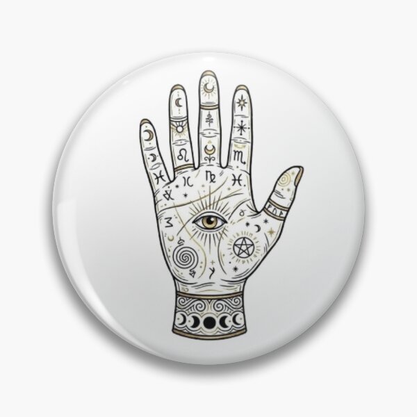 Item preview, Mystical Palmistry Hand with Evil Eye and Astrology Symbols designed and sold by Northern Glow Art.