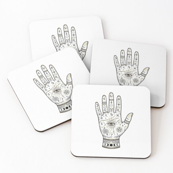 Item preview, Mystical Palmistry Hand with Evil Eye and Astrology Symbols designed and sold by Northern Glow Art.