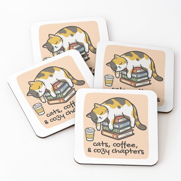 Item preview, Cats, Coffee, and Cozy Chapters designed and sold by stickwithkari.