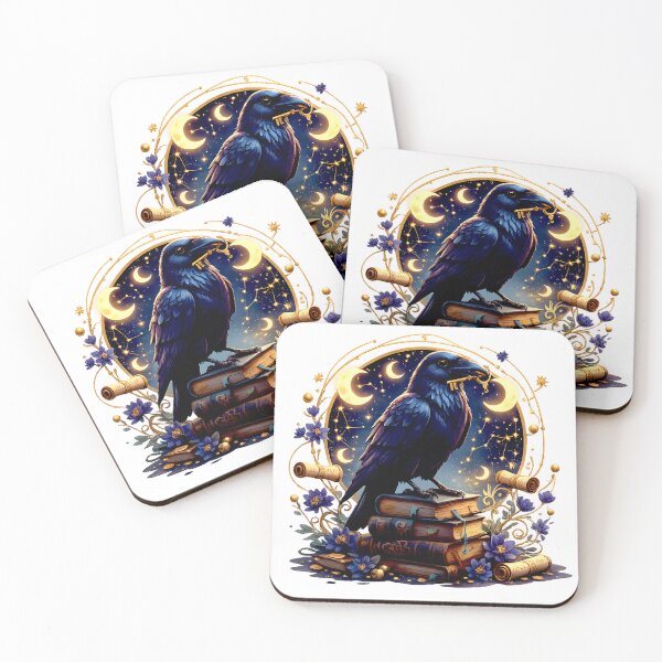 Item preview, Moonlit Raven Guardian | Magical Gothic Book Lover Art designed and sold by Clothes With Smiling Animals Walt Gral.