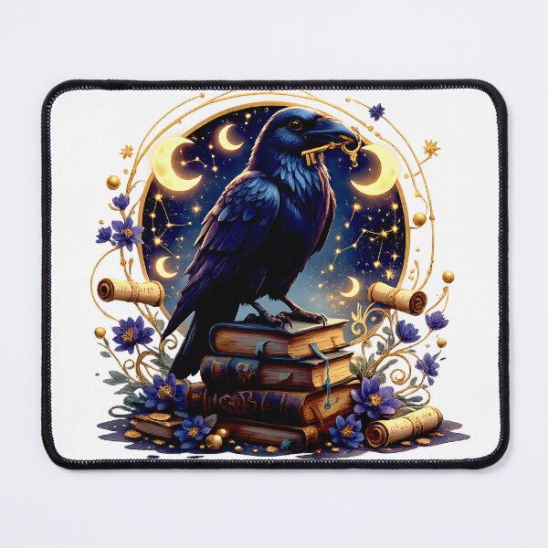 Artikelvorschau, Mondbeschienener Rabenwächter | Magische Kunst für Gothic-Buchliebhaber entworfen und verkauft von Clothes With Smiling Animals Walt Gral.
