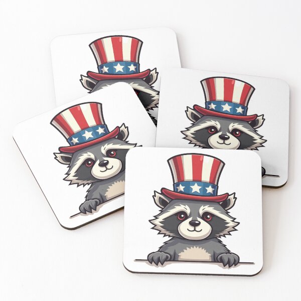 Item preview, Cute Patriotic Raccoon in Uncle Sam Hat 4th of July designed and sold by VeloraCrafts.