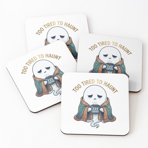 Item preview, Too Tired to Haunt Funny Ghost Coffee Illustration designed and sold by Northern Glow Art.