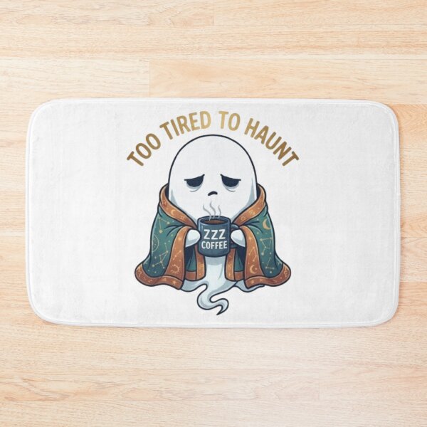 Item preview, Too Tired to Haunt Funny Ghost Coffee Illustration designed and sold by Northern Glow Art.