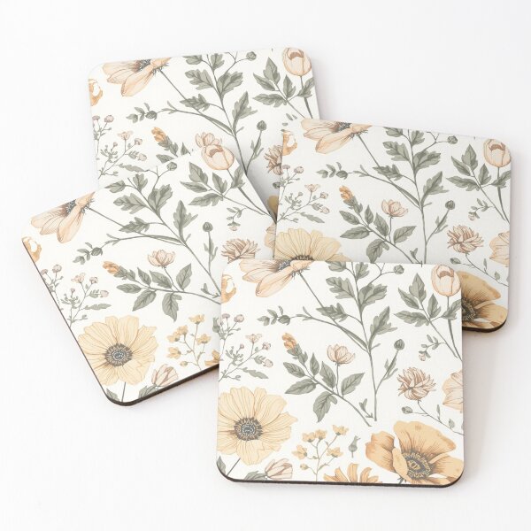 Item preview, Vintage Wildflower Botanical Pattern | Cottagecore Floral Seamless Design | Neutral Beige Flowers designed and sold by MoodLay.