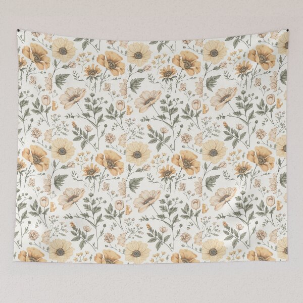 Item preview, Vintage Wildflower Botanical Pattern | Cottagecore Floral Seamless Design | Neutral Beige Flowers designed and sold by MoodLay.