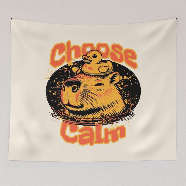 Item preview, Choose Calm Cute Capybara with Rubber Duck Relaxing Bath Design designed and sold by Sachie's Studio.