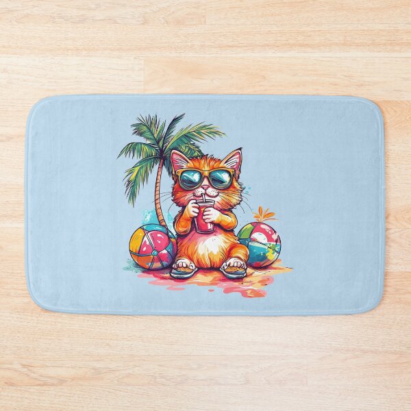 Item preview, Chubby Ginger Cat Sipping Beach Drink designed and sold by grenithh.