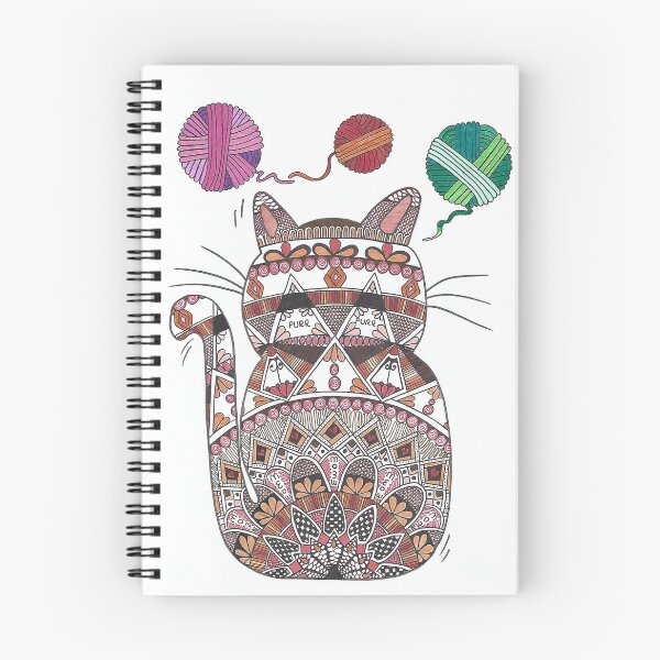 Item preview, Jonesy - Hand Drawn Cat Mandala With Wool Balls designed and sold by AJPrettyObscene.