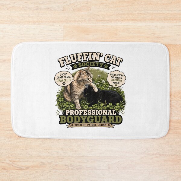 Item preview, Fluffin' Cat Society – Professional Bodyguard Funny Cat Lover Vintage T-Shirt Design designed and sold by Backyard Patrol Cat.