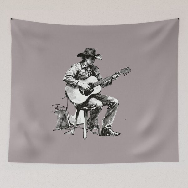Item preview, Country Cowboy Guitar Player - Rustic Western Guitar Art. designed and sold by LunaPrintCo.